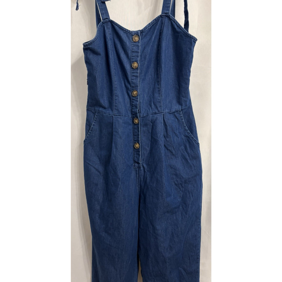 Se7en Women's M Soft Denim Jumpsuit Lightweight Y2K 90's Festival Summer Casual - Picture 2 of 7
